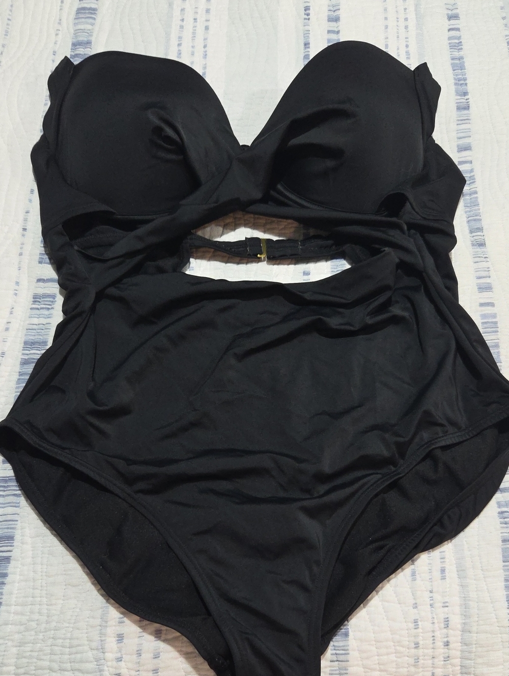Swimsuits For All Black One-Piece Swimsuit with Midriff Cutout